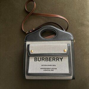 Burberry Logo Printed Tote Black and Brown Crossbody